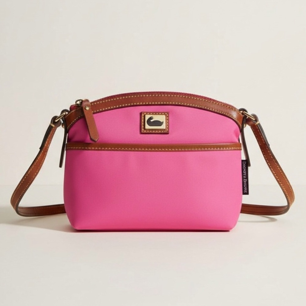 Dooney & Bourke‎ Wayfarer Domed Crossbody Pink Nylon Leather Trim Small Bag